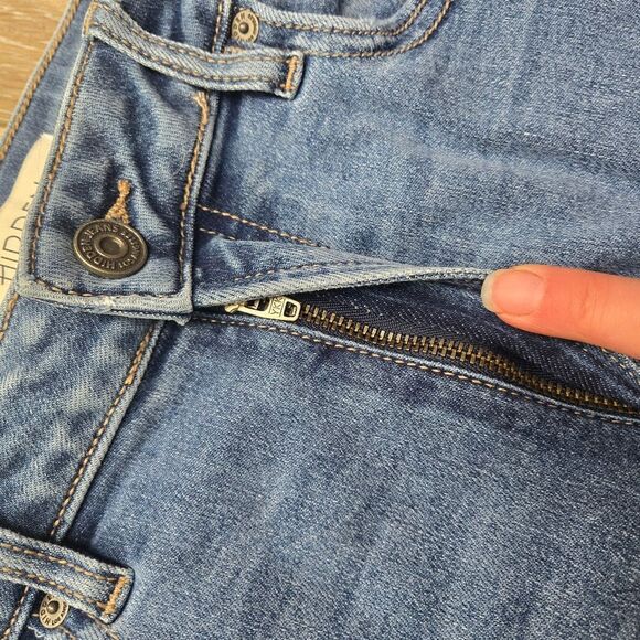 Hidden Los Angeles Blue Jeans Super High Waisted Skinny Frayed Hem Side Slit 27 - Picture 10 of 12